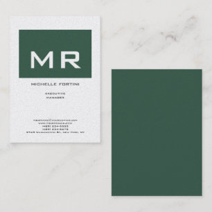 Attractive Monogram Green White Premium Pearl Business Card