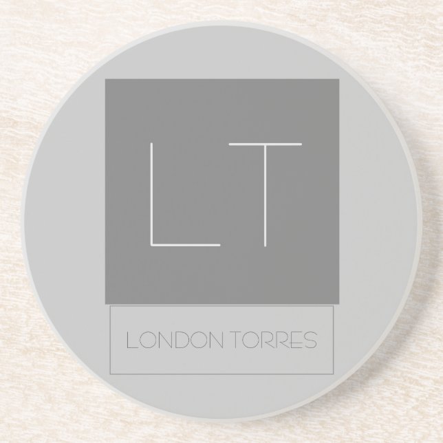 Attractive Monogram Grey Plain Coaster (Front)