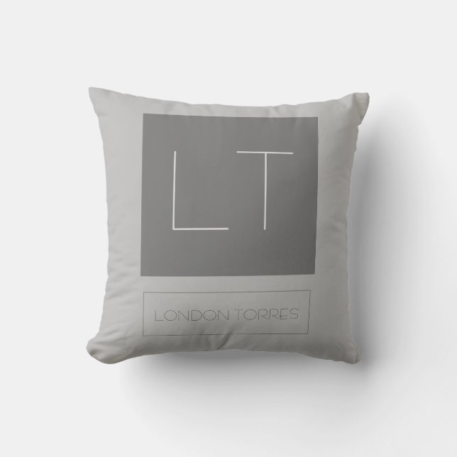 Attractive Monogram Grey Plain Cushion (Front)