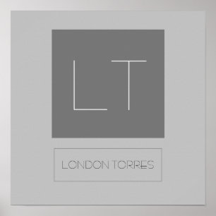 Attractive Monogram Grey Plain Poster