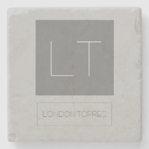 Attractive Monogram Grey Plain Stone Coaster