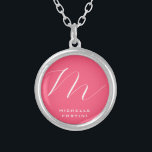 Attractive Monogram Pink White Modern Plain Silver Plated Necklace<br><div class="desc">Plain Minimalist Modern Designs. They're all simple,  attractive,  unique.</div>