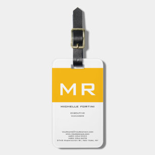 Attractive Monogram Yellow White Luggage Tag