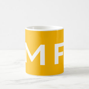 Attractive Monogram Yellow White Modern Plain Coffee Mug