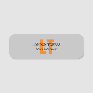 Attractive Monogrammed Grey Plain Name Tag