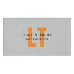 Attractive Monogrammed Grey Plain Name Tag