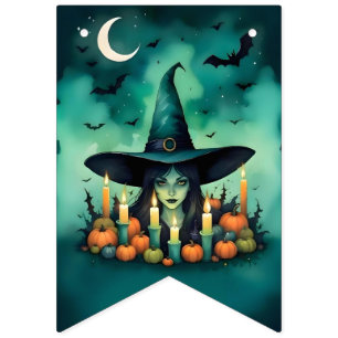 Attractive & Mystical Halloween Witch Conjures Bunting