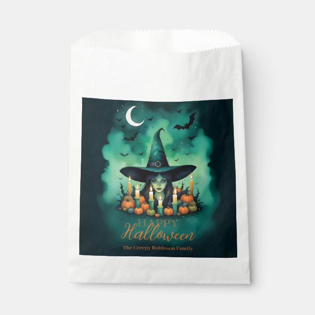 Attractive & Mystical Halloween Witch Conjures Favour Bag (Front)