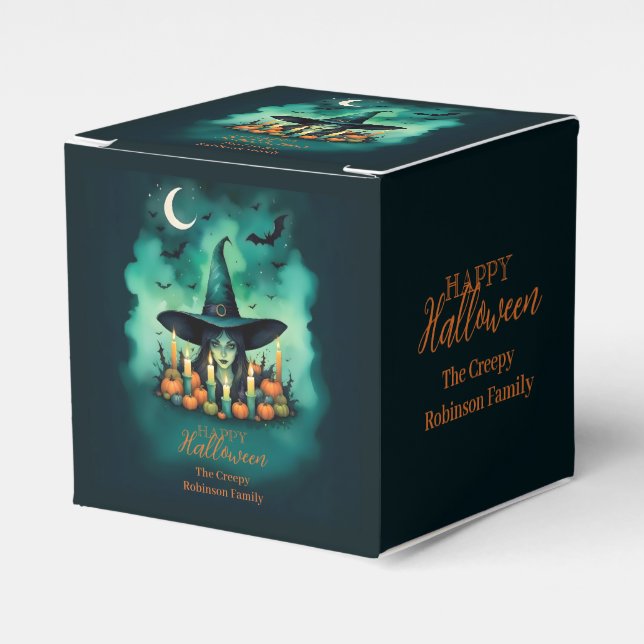 Attractive & Mystical Halloween Witch Conjures Favour Box (Front Side)