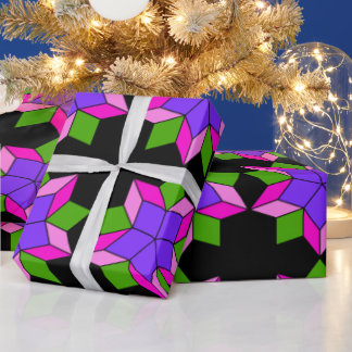 Attractive ornament with abstract violet flowers wrapping paper