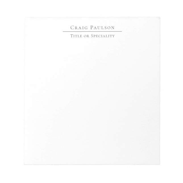 Attractive Professional Plain Minimalist Name Notepad (Front)