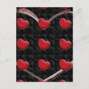Attractive Red Heart Black Pop Art Love Postcard
