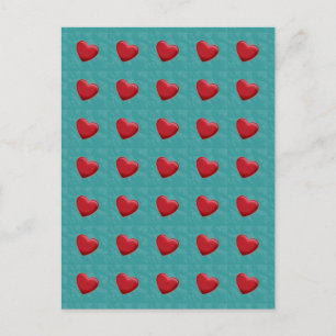 Attractive Red Hearts Grey Blue Pop Art Postcard