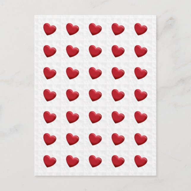 Attractive Red Hearts Grey Pop Art Love Postcard (Front)