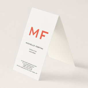Attractive Red Monogram Cream Minimalist Plain Business Card