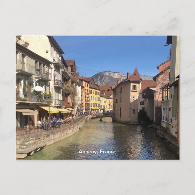 Attractive River View of Annecy, France on a Holiday Postcard (Front)