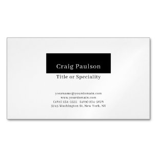 Attractive Simple Black White Minimalist Modern Magnetic Business Card
