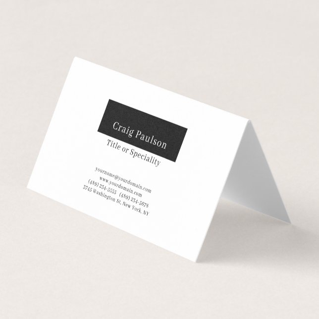 Attractive Simple Black White Premium Pearl Business Card (Front)