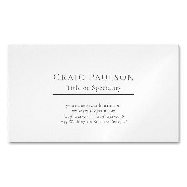 Attractive Simple Professional Plain Minimalist Magnetic Business Card (Front)
