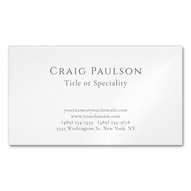 Attractive Simple Professional Plain Minimalist Magnetic Business Card (Front)