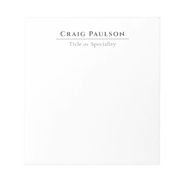 Attractive Simple Professional Plain Minimalist Notepad (Front)