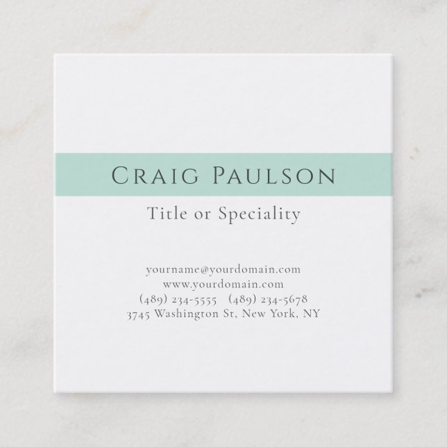Attractive Simple Professional Plain Premium Pearl Square Business Card (Front)