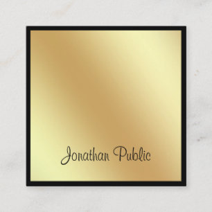 Attractive Square Script Glamour Black Gold Plain Business Card
