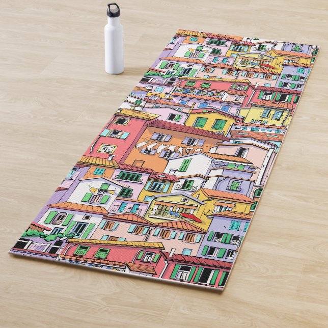 Attractive watercolor pattern of a community fun yoga mat (In Situ)