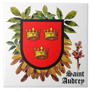 Attributed Arms of St Audrey (Etheldreda) on Ash - Ceramic Tile