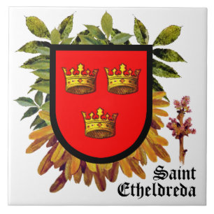 Attributed Arms of St Etheldreda (Audrey) on Ash - Ceramic Tile
