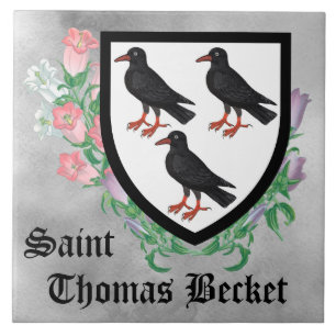 Attributed Arms of St. Thomas Becket Ceramic Tile
