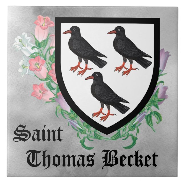 Attributed Arms of St. Thomas Becket Ceramic Tile (Front)