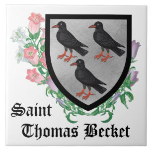Attributed Arms of St. Thomas Becket Ceramic Tile