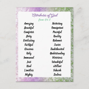 Attributes of God from A to Z Customisable Card