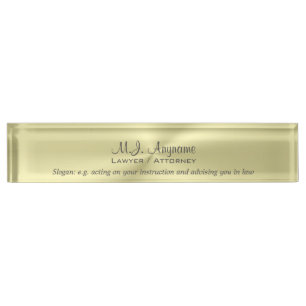 Attroney Luxury polished gold effect with slogan Nameplate