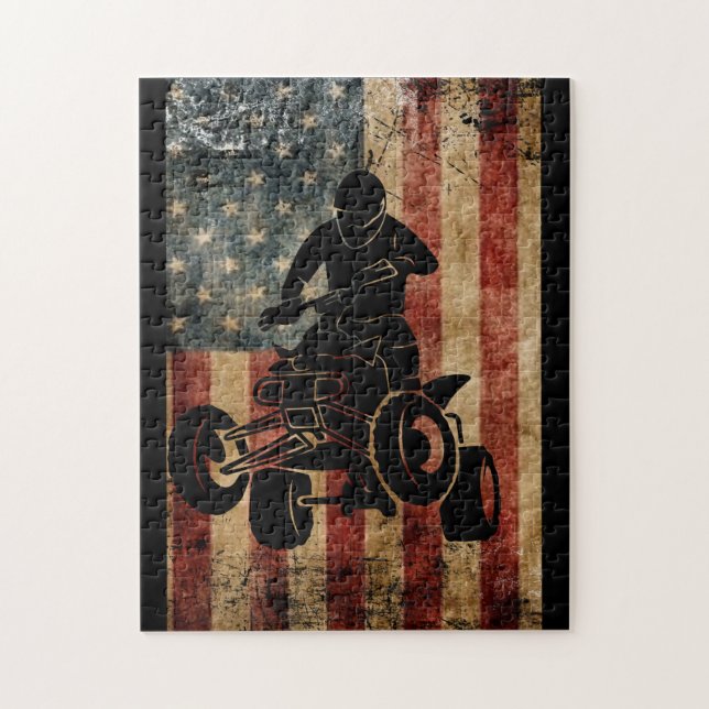 ATV 4 Wheeler American Flag USA Jigsaw Puzzle (Vertical)