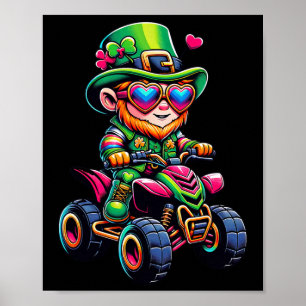 Atv 4 Wheeler Leprechaun Kids Mens Womens St Patri Poster
