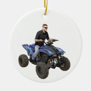 ATV Blue Mud Rider Ceramic Ornament