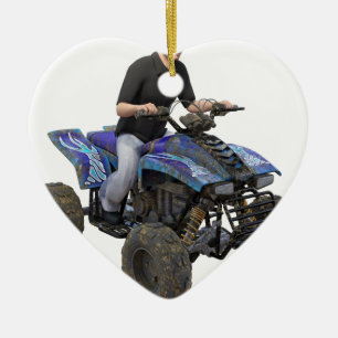 ATV Blue Mud Rider Ceramic Tree Decoration