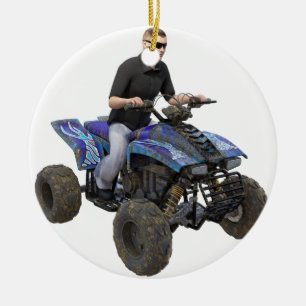 ATV Blue Mud Rider Ceramic Tree Decoration