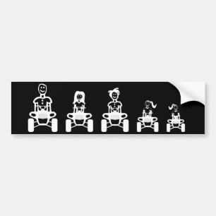 ATV Family Stick Figure Bumper Sticker