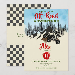 ATV Monster Truck Off Road Adventure Birthday Invitation