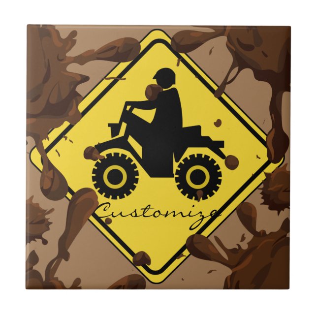 ATV Mudding Sign Thunder_Cove Ceramic Tile (Front)