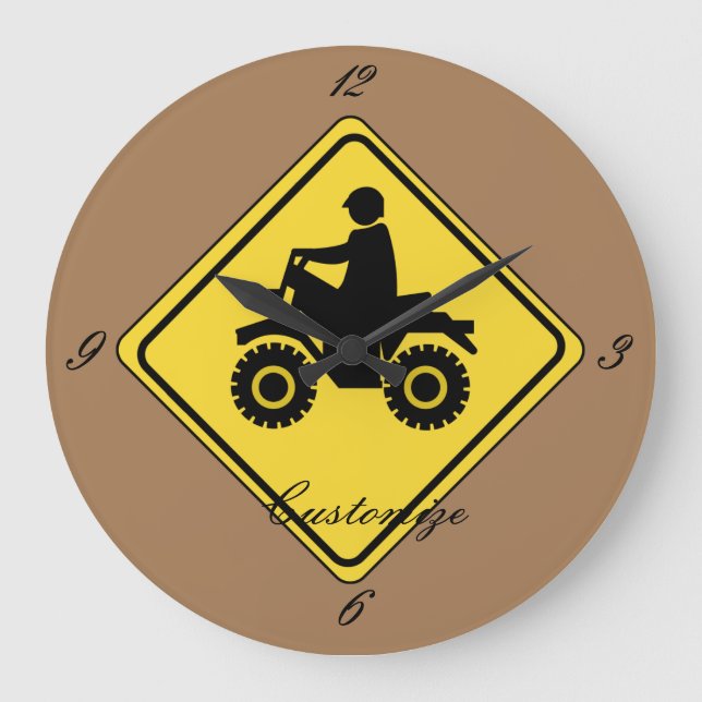 ATV Mudding Sign Thunder_Cove Large Clock (Front)