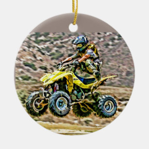 ATV Off Road Running Ceramic Tree Decoration