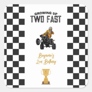 ATV Quad 4 Wheeler 2nd Birthday Party Square Sticker