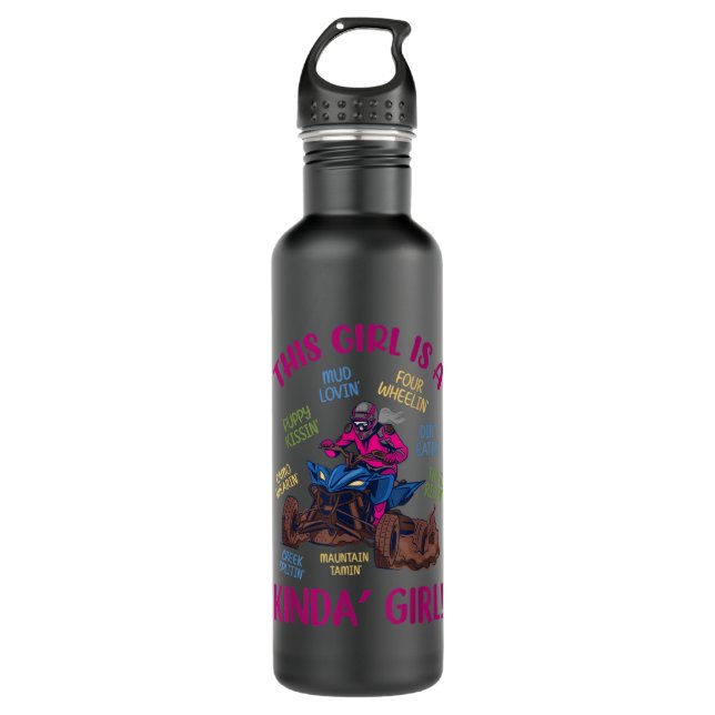 ATV Quad Biking Saying Four Wheeler Girls Funny UT 710 Ml Water Bottle (Front)