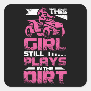ATV Quad Girl Square Sticker