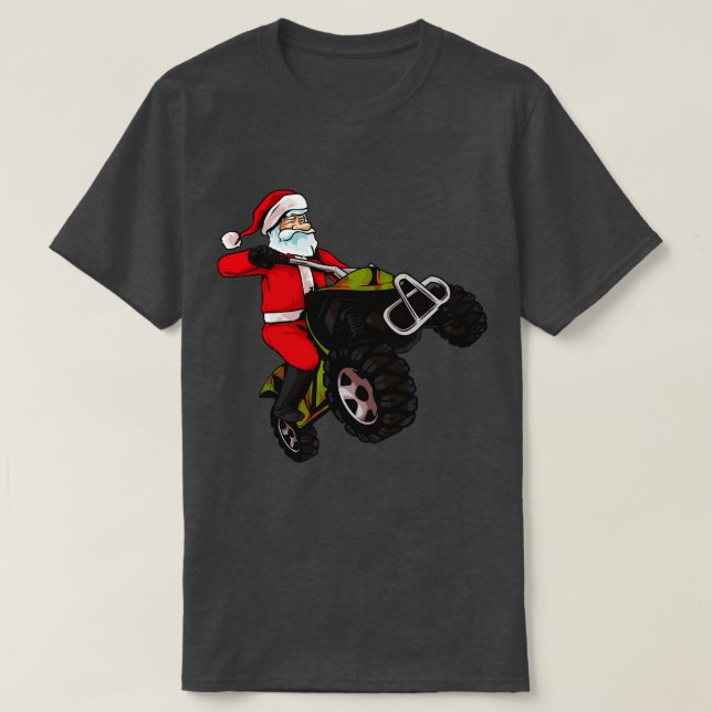 ATV Santa Claus Off Road Christmas T-Shirt (Design Front)