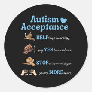 Au Awareness Acceptance Hand Sign Language SPED Classic Round Sticker
